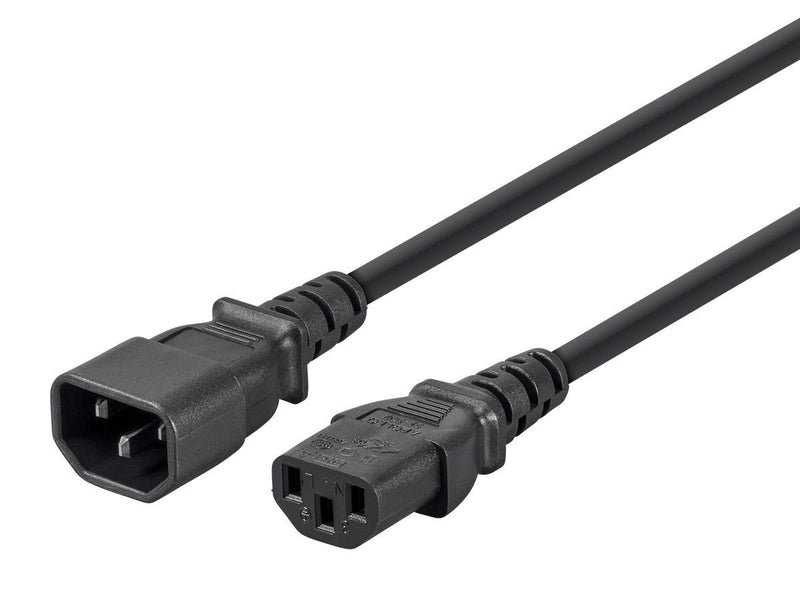 Monoprice 3-Prong Extension Cord - 1.5 Feet - Black | IEC 60320 C14 to IEC 60320 C13, 18AWG, 10A, 125V
