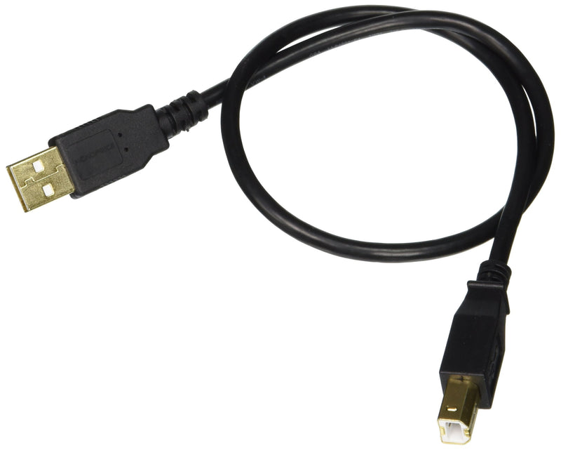 Monoprice 1.5-Feet USB 2.0 A Male to B Male 28/24AWG Cable (Gold Plated) (105436),Black Black 1.5 Feet