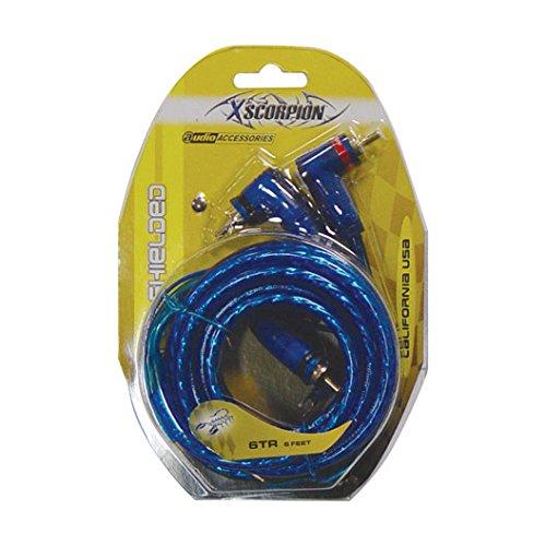 XSCORP 6TR 6 ft. Right Angle Tiple Shielded RCA Cables with Turn On Wire