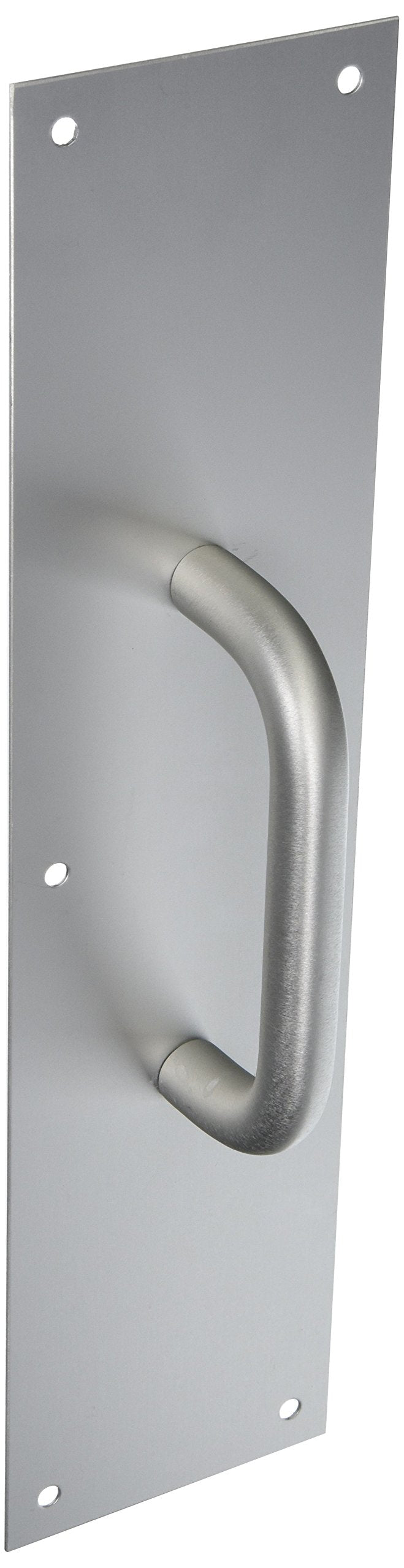 Rockwood 102 X 70C.28 Aluminum Pull Plate, 16" Height x 4" Width x 0.050" Thick, 5-1/2" Center-to-Center Handle Length, 5/8" Pull Diameter, Clear Anodized Finish
