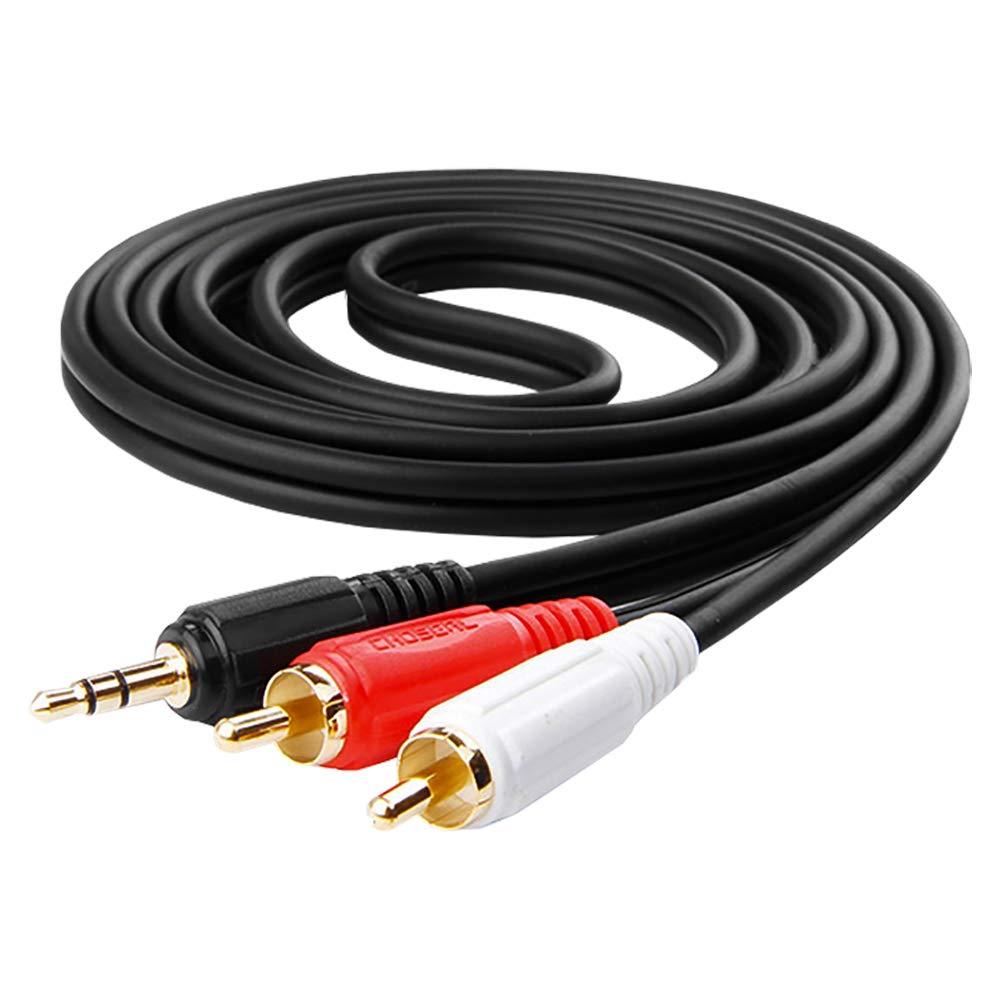 Choseal 3.5mm Audio Cable to 2 RCA Male Aux Cable 6 feet,Gold Plated Speaker Cable Compatible Car MP3 CD Player Mobile Phone PC