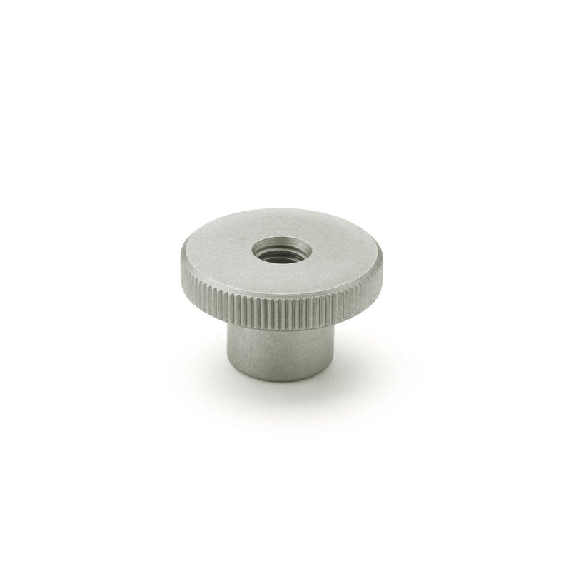 JW Winco Stainless Steel 303 Round Tapped Nut, Knurled, Threaded Through Hole, M4 x 0.7 Thread Size x 9.5mm Thread Depth, 16mm Head Diameter (Pack of 1)