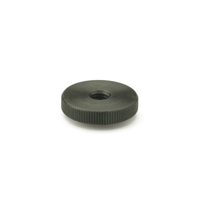JW Winco Steel 12L14 Tapped Flat Nut, Knurled, Threaded Through Hole, M4 x 0.7 Thread Size x 4mm Thread Depth, 16mm Head Diameter (Pack of 1)
