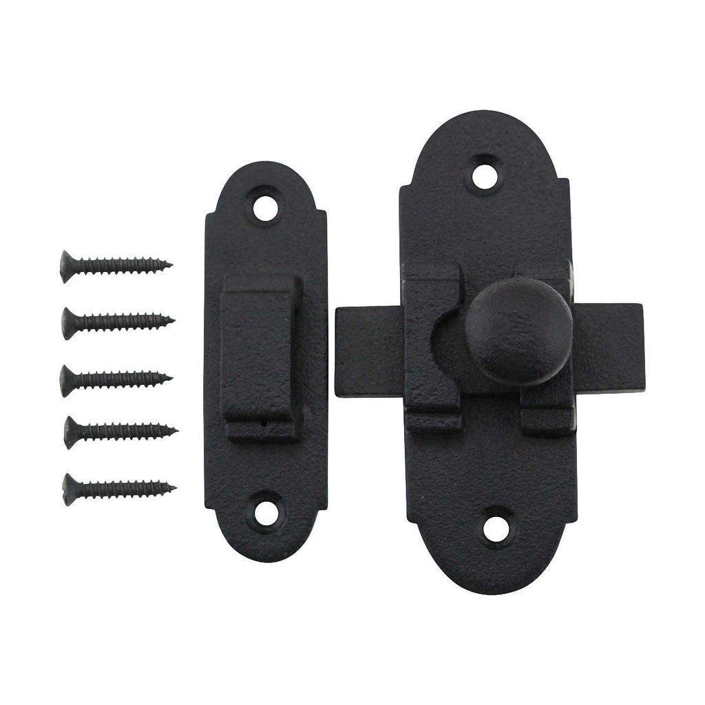 Renovators Supply Manufacturing Black Slide Bolt Door Latch 3.25" X 1.25" Antique Wrought Iron Small Metal Sliding Latches for Windows Or Cabinet Doors Rust Resistant Locks with Hardware