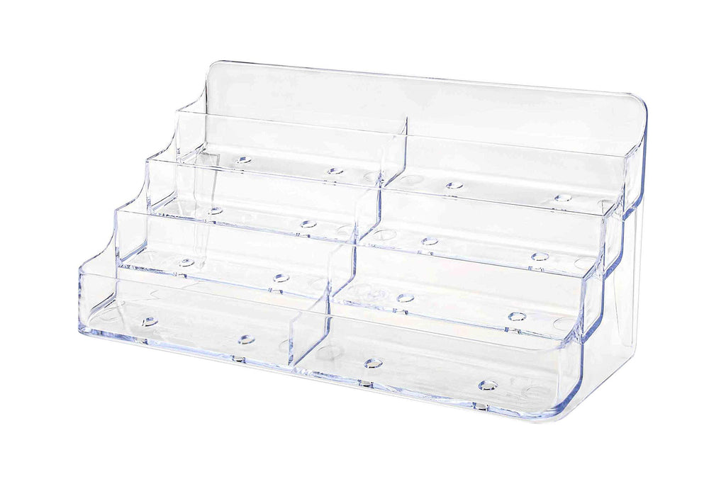 Marketing Holderes Eight-Pocket Business Card Holder, Capacity 400 Cards, Clear 4 Tier 8 Pocket Clear