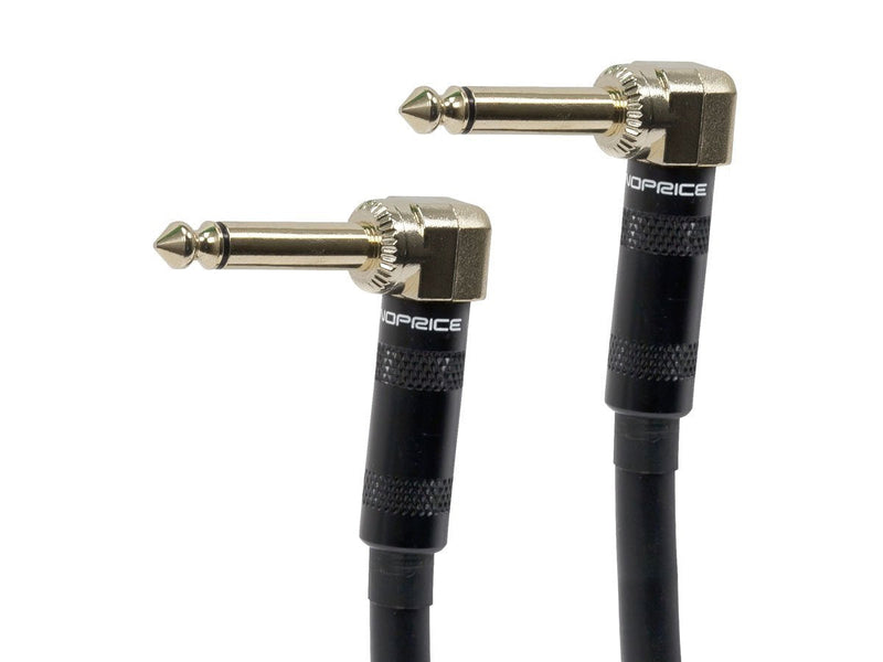 [AUSTRALIA] - Monoprice Premier Series 1/4 Inch (TS) Guitar Pedal Patch Cable Cord - 8 Inch - Black with Right Angle Connectors 