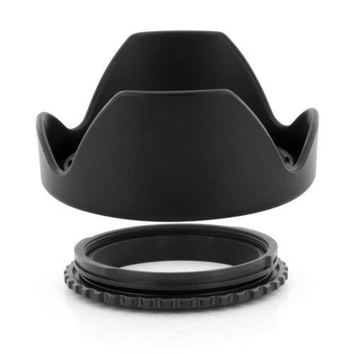 Reversible Bayonet-Screw Mount Petal Lens Hood 55mm, Black