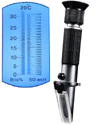 Ade Advanced Optics BCBI9177 Beer Wort and Wine Refractometer, Dual Scale - Specific Gravity 1.000-1.120 and Brix 0-32%, Replaces Homebrew Hydrometer (Aluminum) Aluminium