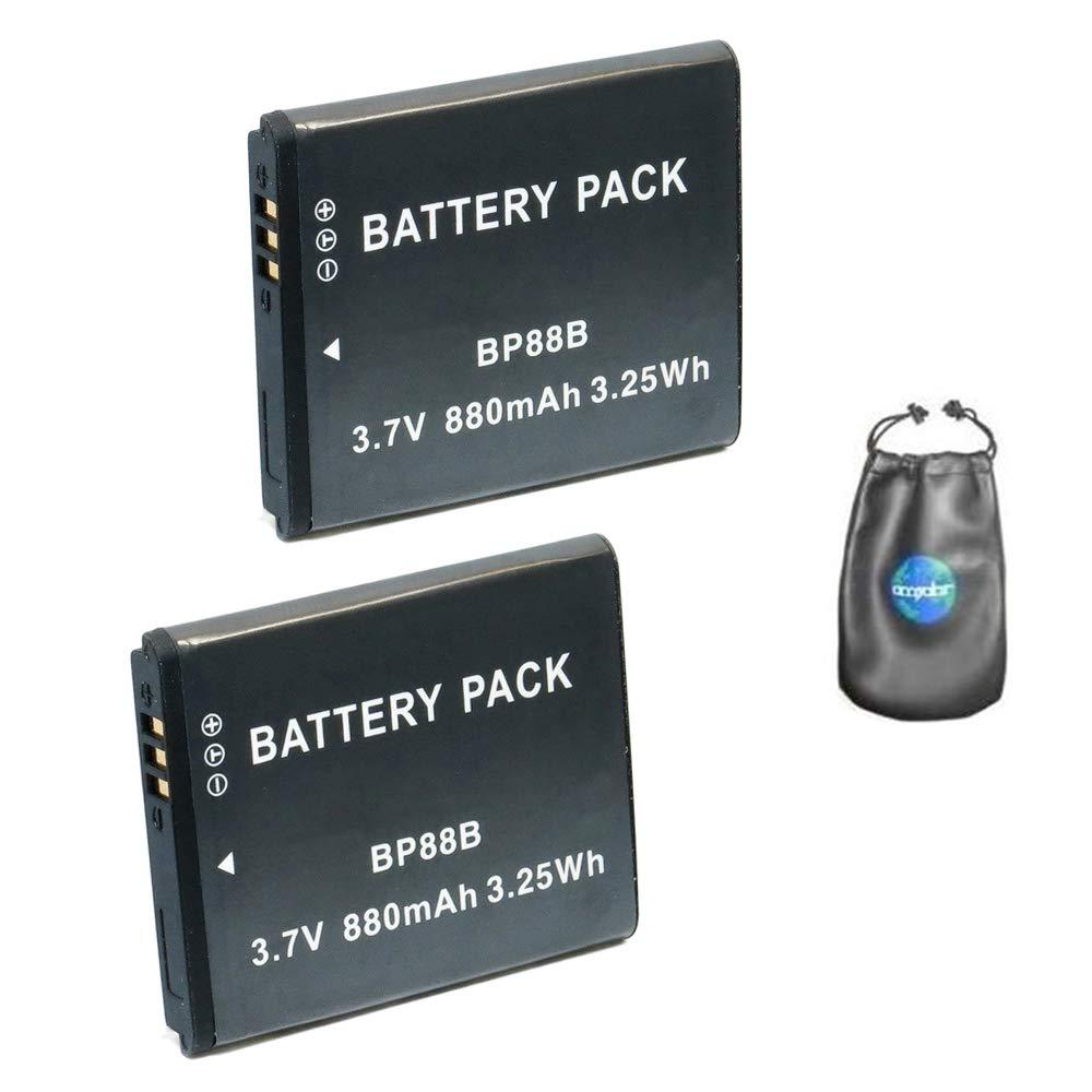 ValuePack (2 Count): Digital Replacement Camera and Camcorder Battery for Samsung BP-88B, MV900F - Includes Lens Pouch