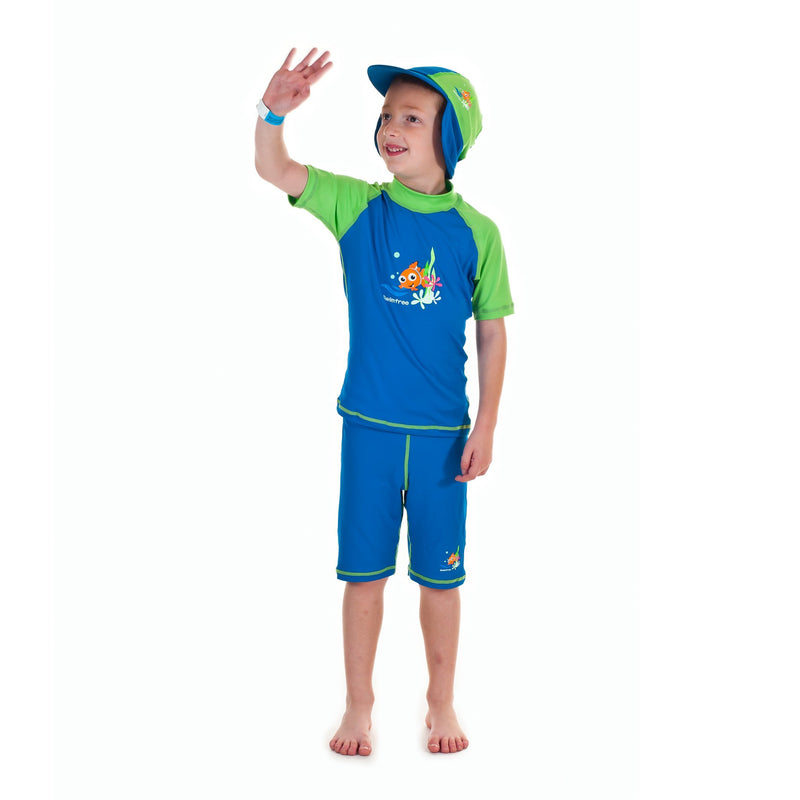Boys Size Xs Blue/Green Sun Uv Protective Beach Safari Swim Flap Hat for Kids Age 1-2 Years Old