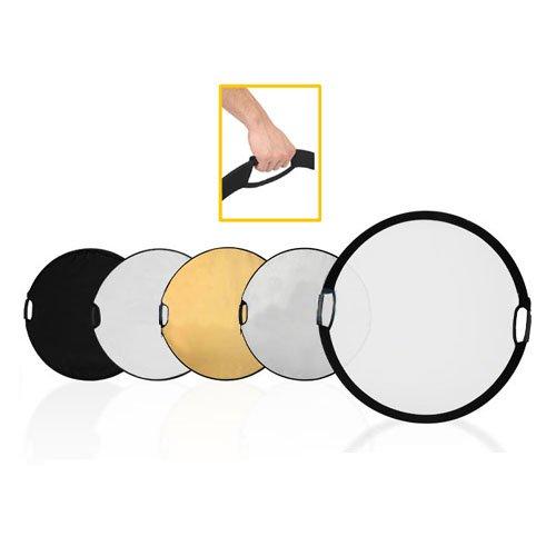 CowboyStudio 32" Photography Photo Portable Grip Reflector 5-in-1 Circular Collapsible Multi Disc Reflector with Handle, translucent/gold/silver/white/black 32-Inch