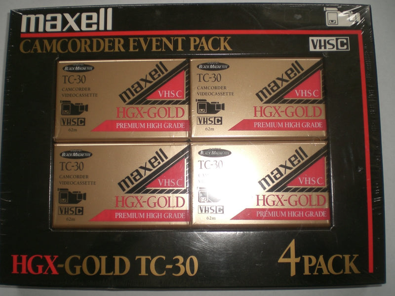 MAXELL HGX-GOLD VHS-C TC-30 4 PACK