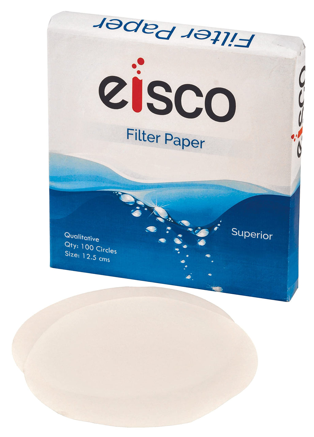 Eisco Labs Premium Qualitative Filter Paper, 12.5cm Dia, Medium Speed (85 GSM), 10? (10 Micron) Pore Size - Pack of 100