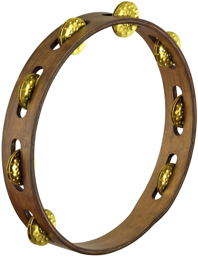 Meinl Percussion TA1V-WB 10-Inch Vintage Wood Tambourine with Single Row Hammered Brass Jingles