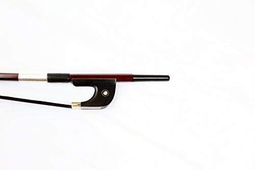 Vio Music#402 1/2 Bass Bow, Brazilwood, Ebony Frog, German Style, Black Horse Hair