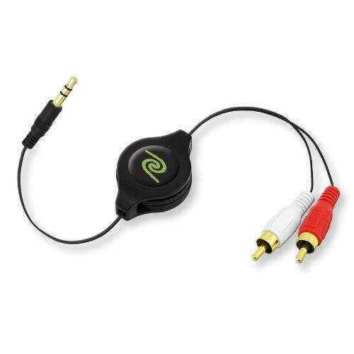 ReTrak Retractable Auxiliary to RCA Cable, Colors May Vary (ETCABLERCA35) Black Aux to RCA
