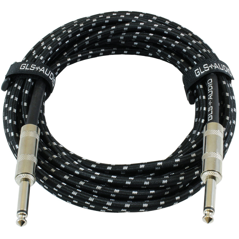 [AUSTRALIA] - GLS Audio 20 Foot Guitar Instrument Cable - 1/4-Inch TS to 1/4-Inch TS 20 FT Black Gray Tweed Cloth Jacket - 20 Feet Pro Guitar Cord 20' Phono 6.3mm Cord - Single 