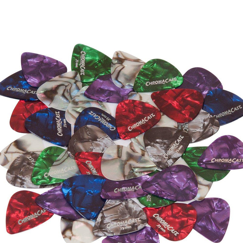 ChromaCast Pearl Celluloid Guitar Pick 50 Pack, Assorted Gauges (CC-CP-48PK) 50 Pick Sampler - Celluloid