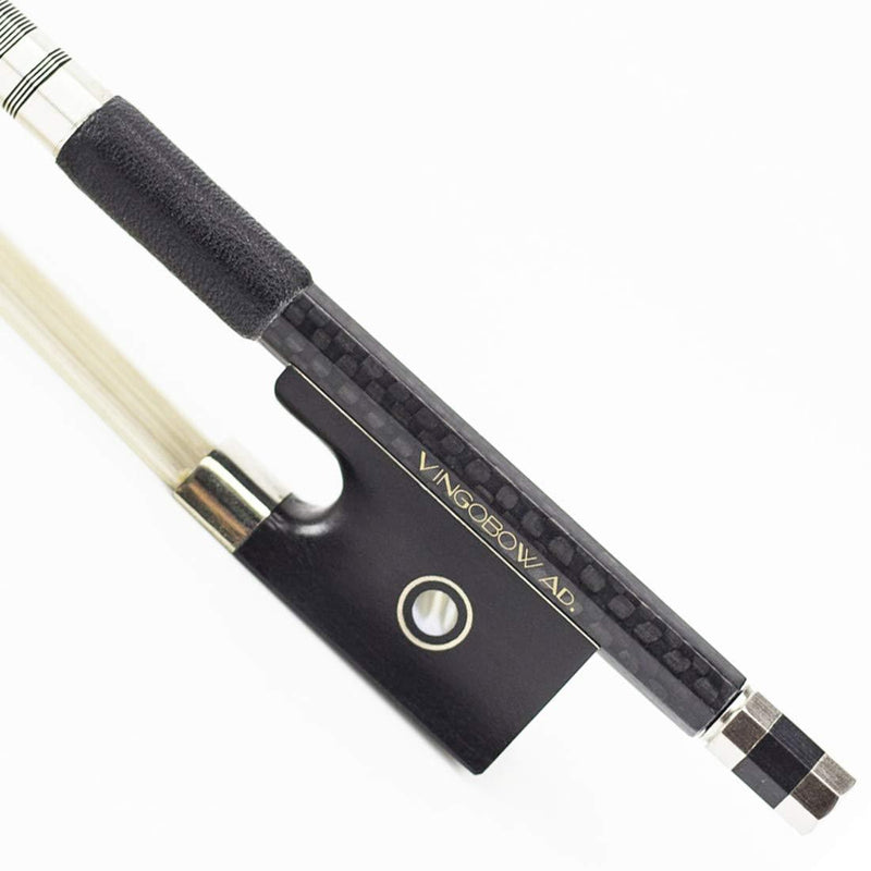 Textured Carbon Fiber Violin Bow 4/4 Size VINGOBOW 110V Advanced Level Parisian Eyes Ebony Frog 4 4 Full Fine Siberian Horse Hair Sweet Tone Straight Stick Smooth Screw for Professional Player