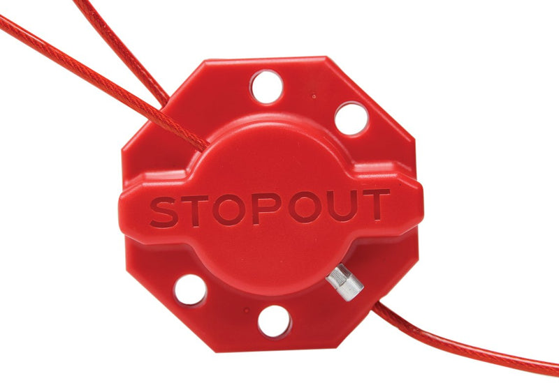 Accuform KDD637 STOPOUT Twist 'n Lock Cinch Lockout Hasp with 6-ft. Red Plastic-Coated Steel Cable, Polycarbonate, Red