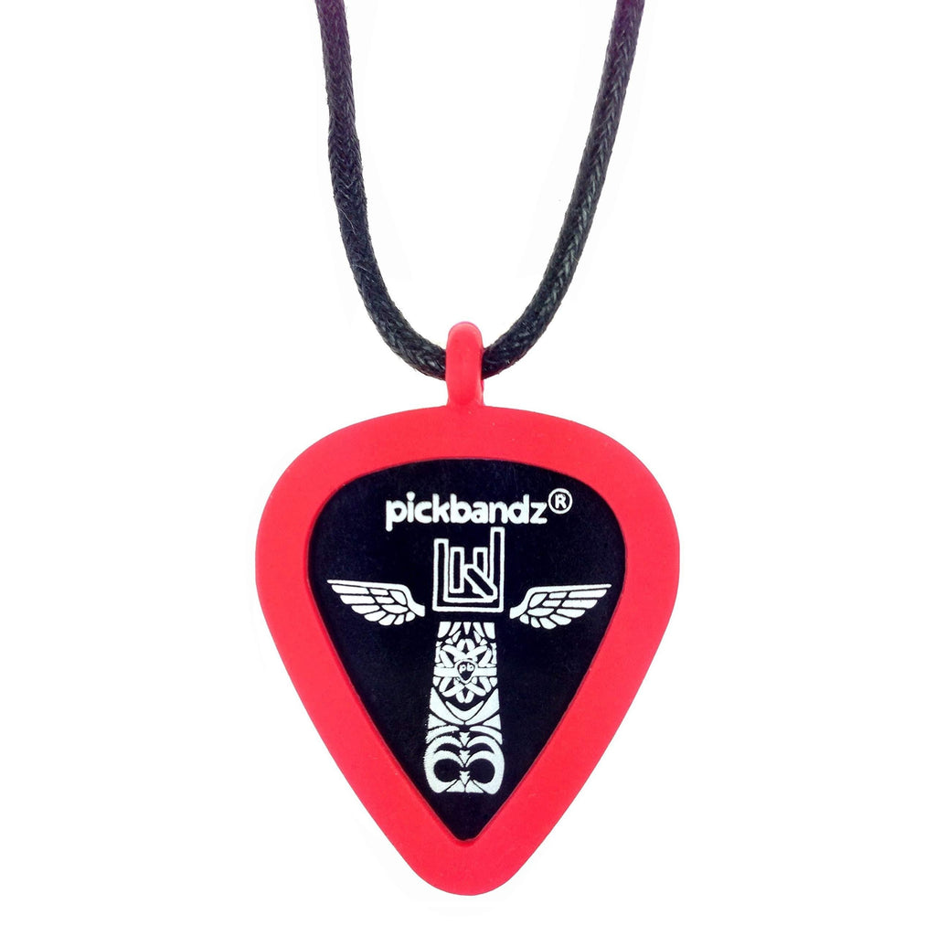 Pickbandz Necklace Silicone Pick Holder in Rockin' Red - Fits All - Just POP in your favorite guitar pick!