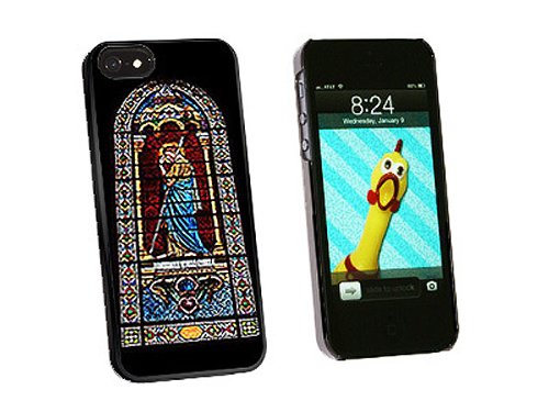 Graphics and More Stained Glass Window Church Religious Snap-On Hard Protective Case for iPhone 5/5s - Non-Retail Packaging - Black