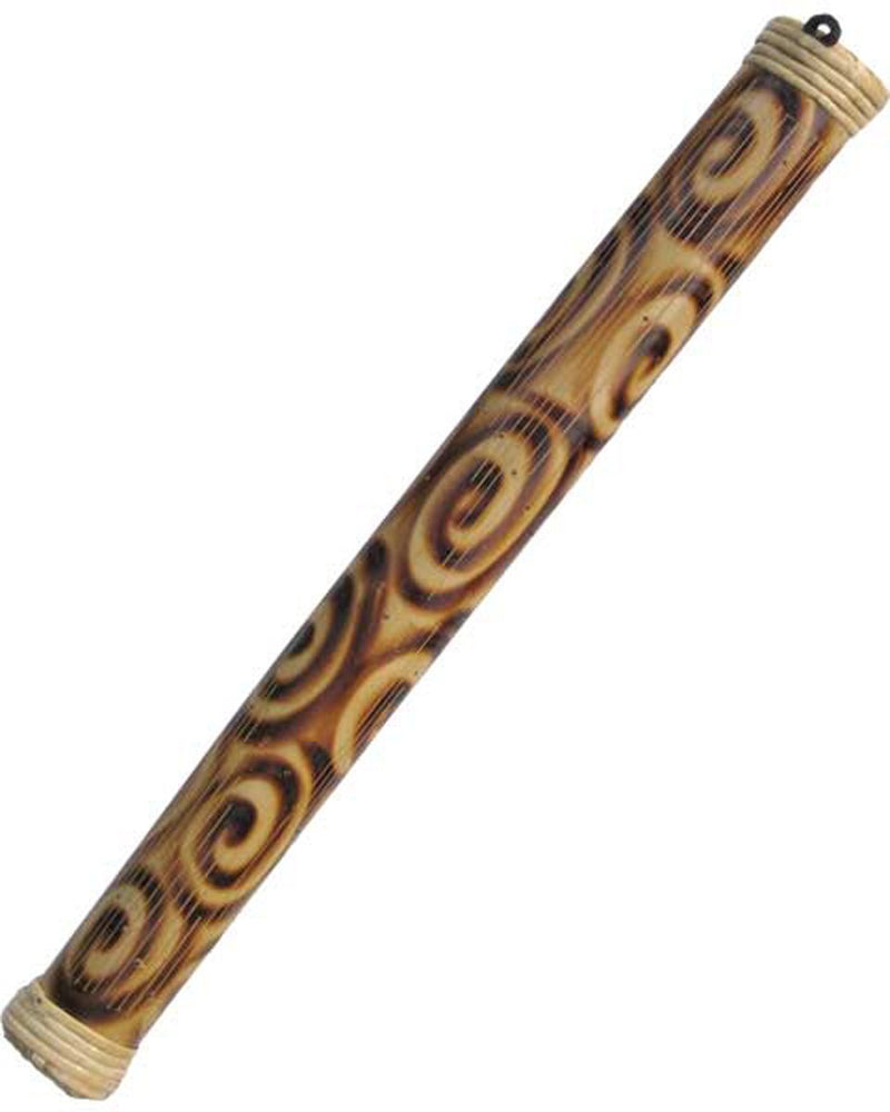 Bamboo Rainstick with Burnt Spiral Design, 24 inches long