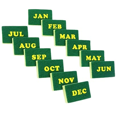 CALENDAR SPONGE | Monthly Sponge for Your Kitchen | Never Forget to Change Your Sponge Again | 12 Pack