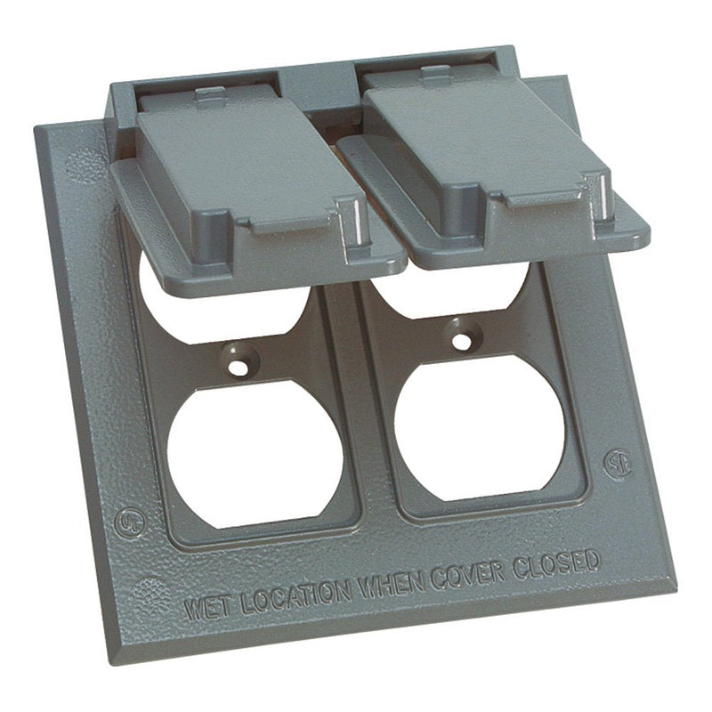 Sigma Electric 14345 2-Gang Duplex Cover, Grey , Gray