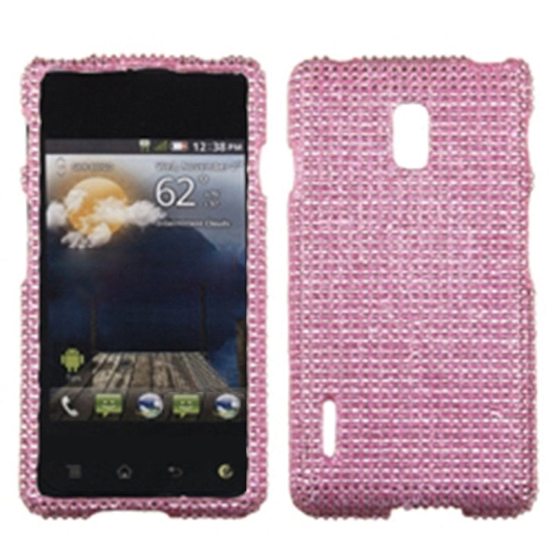 Aimo LGUS780HPCDMS004NP Dazzling Diamante Bling Case for LG Optimus F7 - Retail Packaging - Pink Standard Packaging
