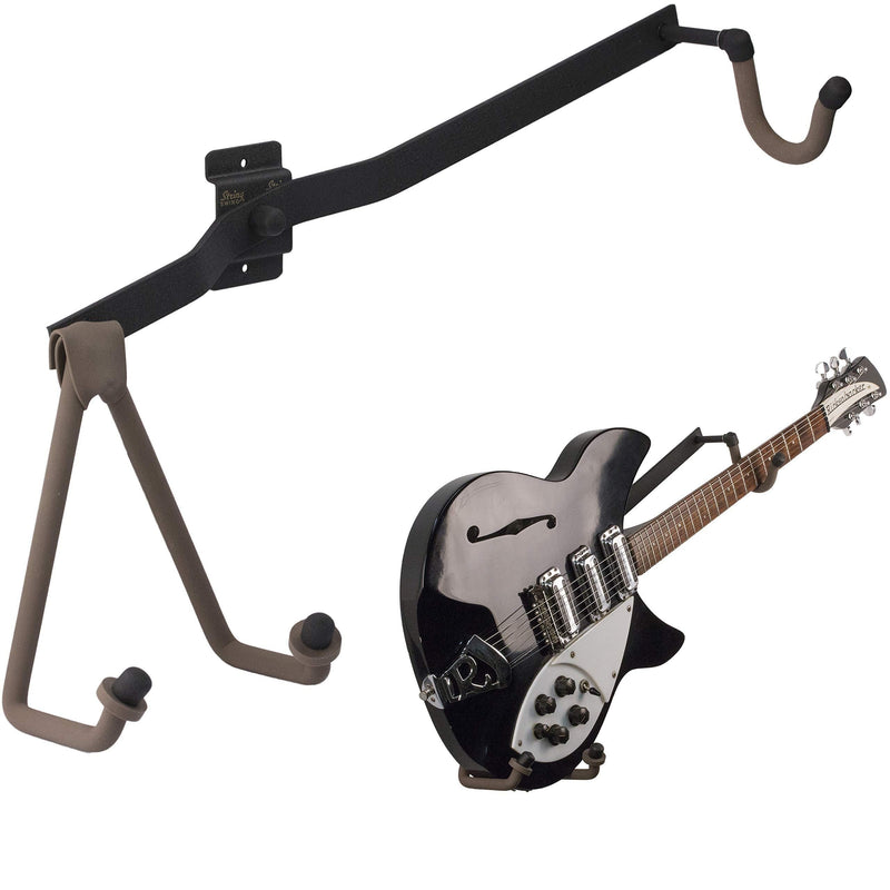 String Swing Guitar Holder Horizontal Low-Profile Narrow-Body for Flat Wall Mount Bass and Electric Guitars- 1 Piece Unit CC151-LPN-FW Low Profile Electric or Narrow Body