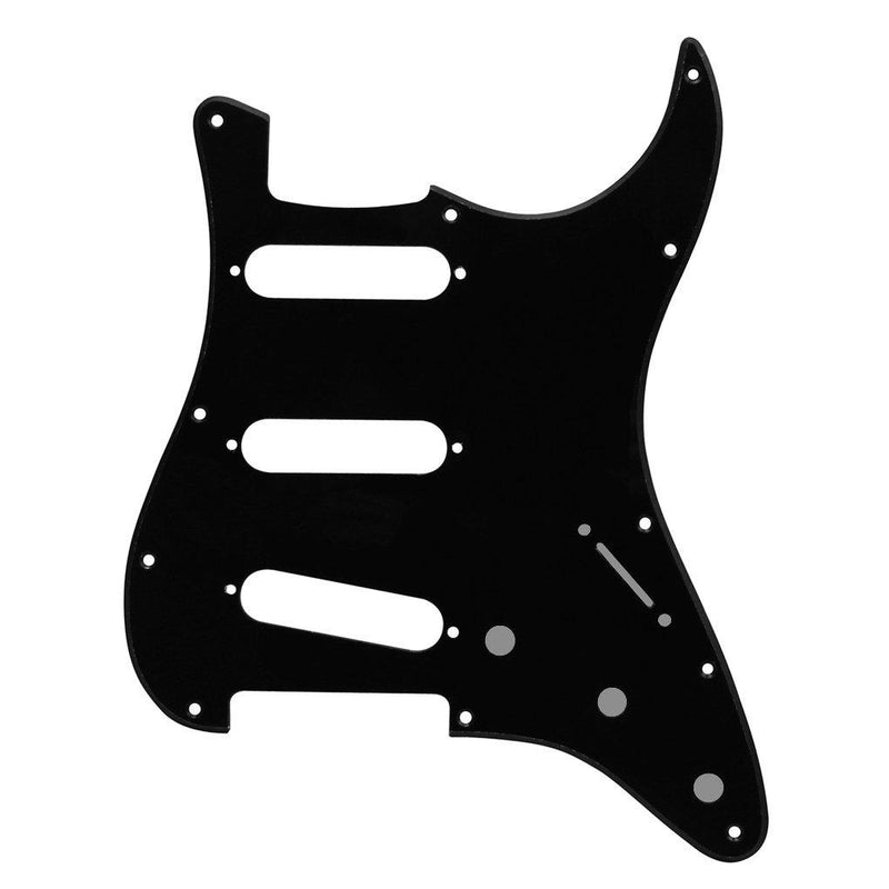 IKN 11 Hole Strat Pickguard Fit American/Mexican Standard Strat Modern Style Guitar Parts, 1Ply Black
