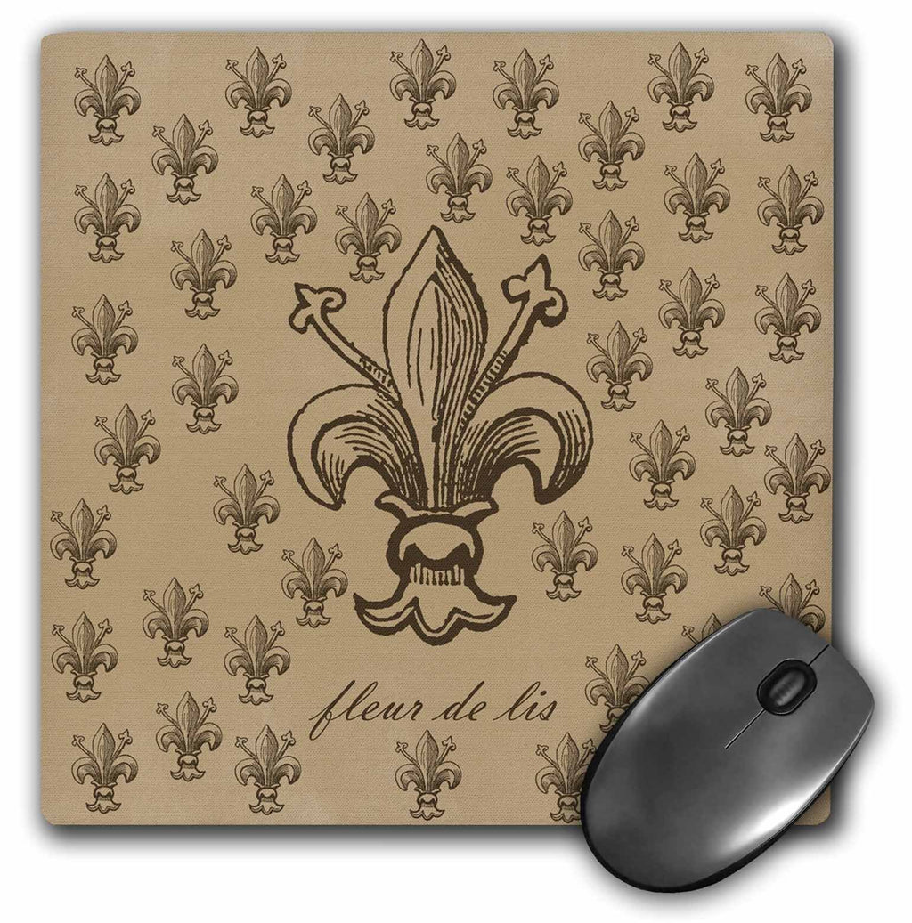 3D Rose"Brown Fleur De Lis French Vintage Art" Matte Finish Mouse Pad - 8 x 8" - mp_110397_1 Brown Fleur De Lis French Vintage Art