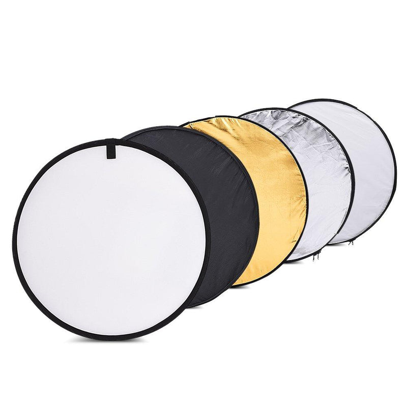 Andoer 24-Inch 60cm 5 in 1 with Gold Silver White Black and Translucent Portable Photography Light Reflector for Studio Photo Lighting Collapsible