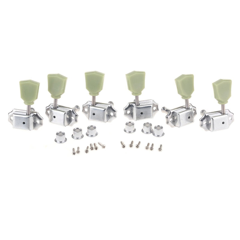 Musiclily 3R3L Vintage Guitar Tuners Machine Heads Tuning Keys Pegs Set for Epiphone Les Paul Style Guitar Parts, Chrome with Keystone Button