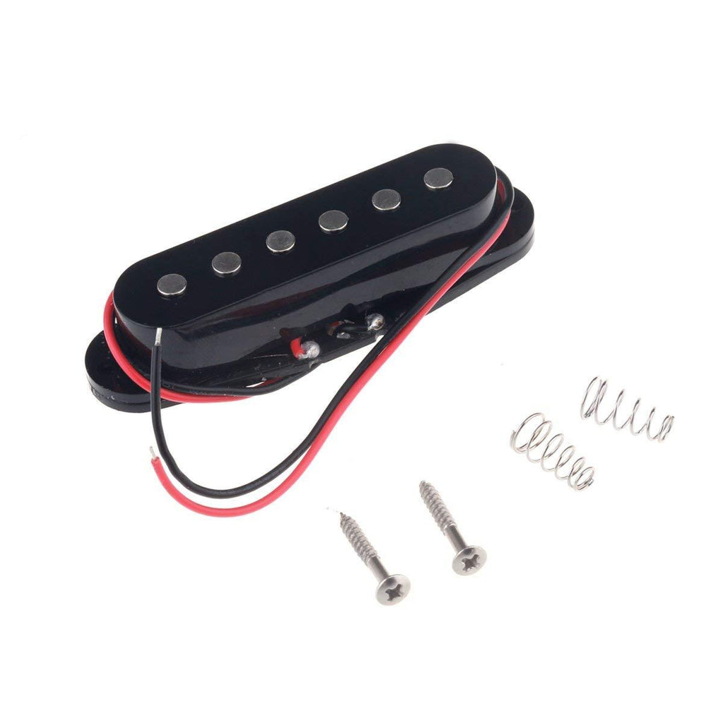 Musiclily 50MM Single Coil Pickup Middle Pickup for Fender Strat Squier Electric Guitar Parts, Black Cover 50mm Middle Black