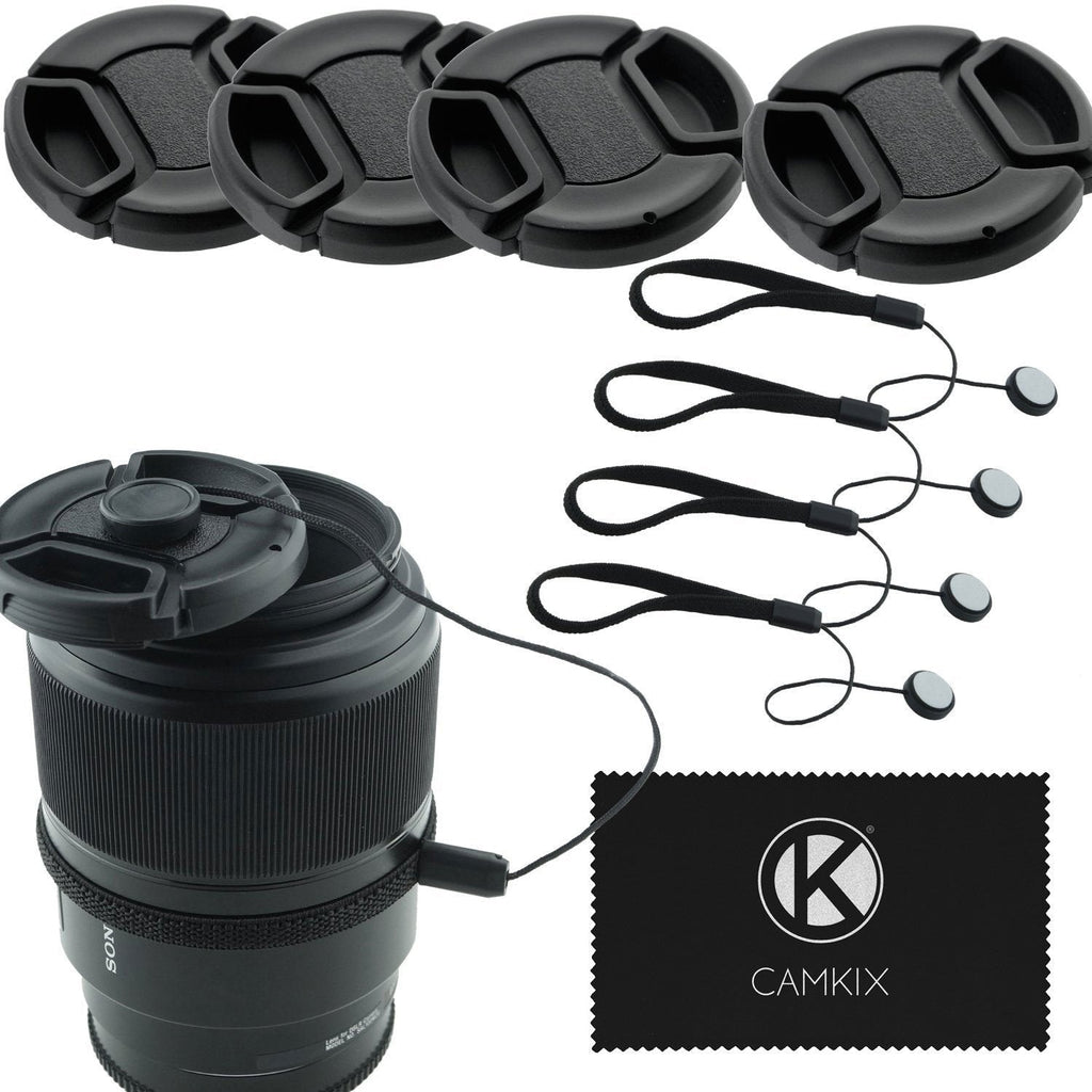 52mm Lens Cap Bundle - 4 Snap-on Lens Caps for DSLR Cameras - 4 Lens Cap Keepers - Microfiber Cleaning Cloth Included - Compatible Nikon, Canon, Sony Cameras (52mm) 52mm