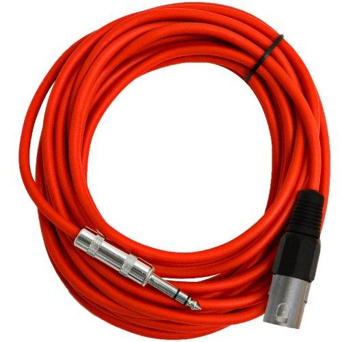 [AUSTRALIA] - Seismic Audio - SATRXL-M25Red - 25 Foot Red XLR Male to 1/4 Inch TRS Patch Cable Snake Cords - Balanced 