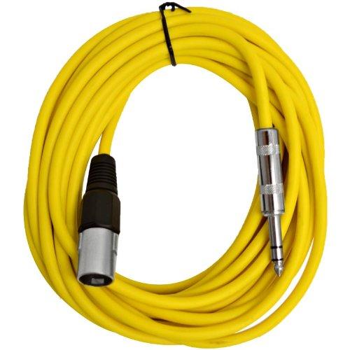 [AUSTRALIA] - Seismic Audio - SATRXL-M25Yellow - 25 Foot Yellow XLR Male to 1/4 Inch TRS Patch Cable Snake Cords - Balanced 