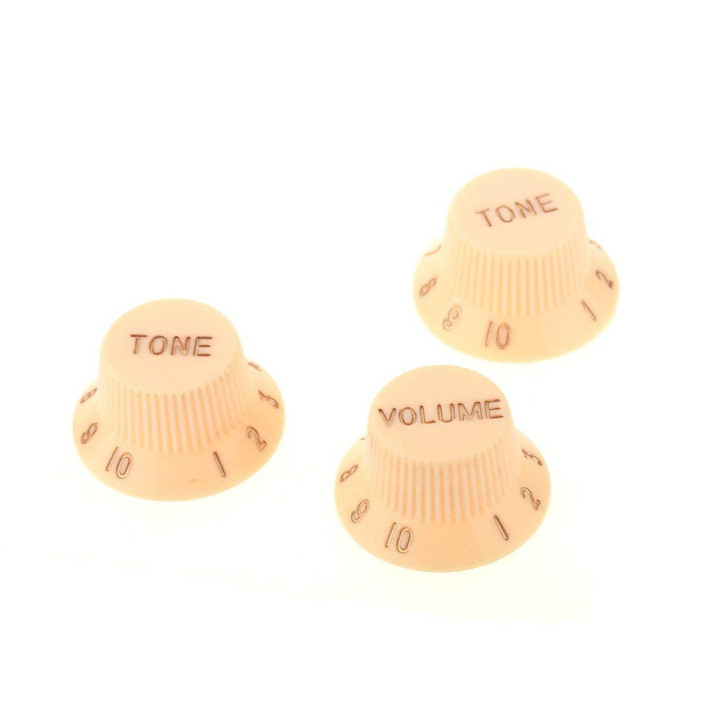 Musiclily Plastic 1 Volume and 2 Tone Control Strat Knobs Set for Fender ST Stratocaster Replacement Electric Guitar Parts,Cream Cream