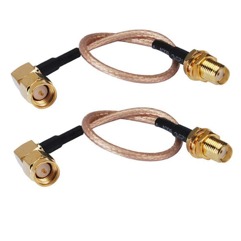 2-Pack DHT Electronics RF coaxial coax assembly FPV Antenna Extension Cable SMA Female to SMA Male Right Angle 6''