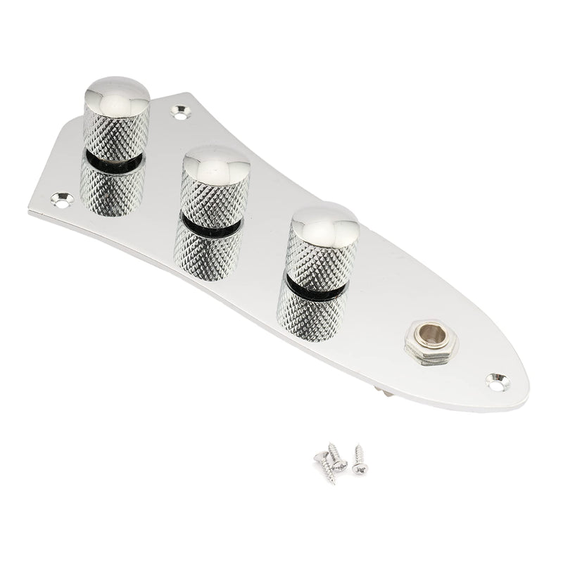Musiclily 3 Bands Loaded Control Plate with PrewiredAssembly Preamp Knobs Pots for Fender Jazz Bass, Chrome