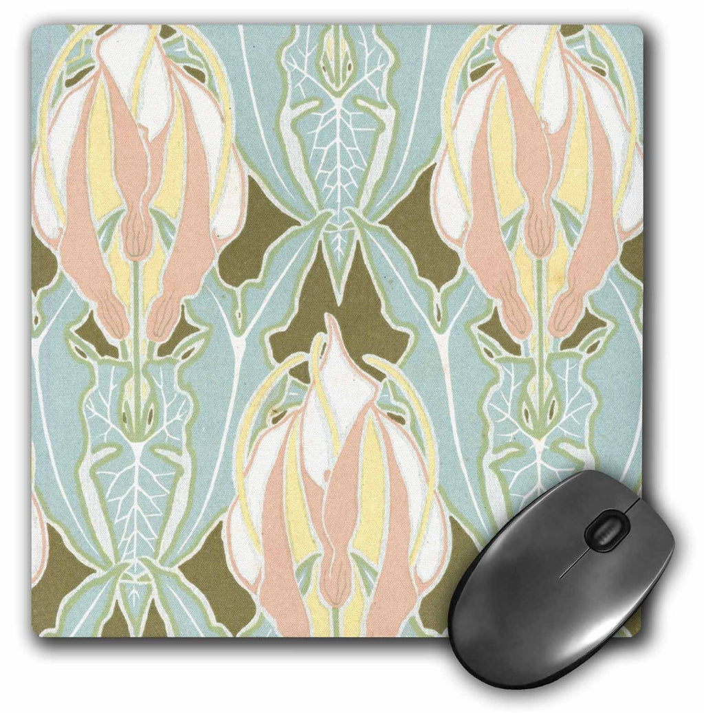 3D Rose"Lovely Ornate Pastel Pink Flowers with Blue Leaves Nature Floral Vintage Art Nouveau Design" Matte Finish Mouse Pad - 8 x 8" - mp_113421_1 Lovely Ornate Pastel Pink Flowers With Blue Leaves Nature Floral Vintage Art Nouveau Design