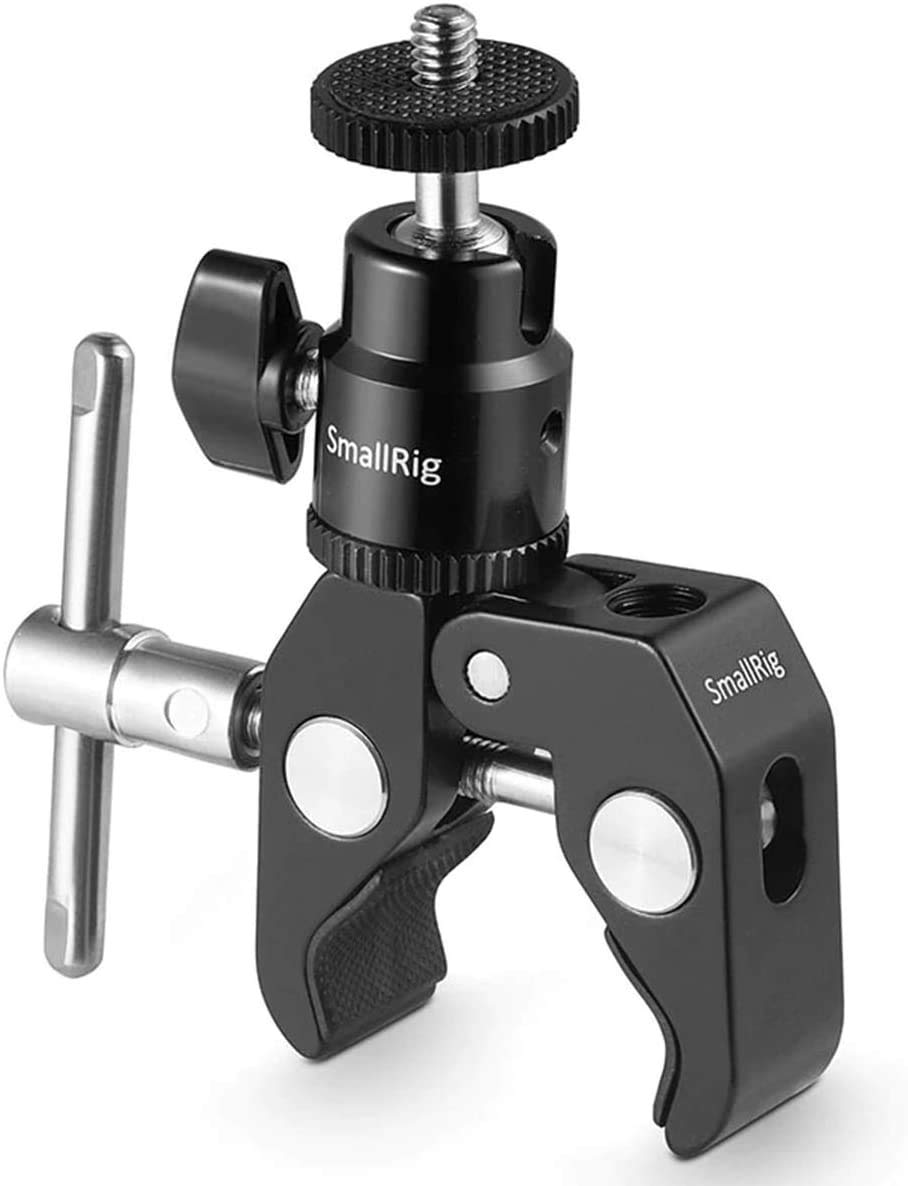 SmallRig Super Clamp Mount with Mini Ball Head Mount Hot Shoe Adapter with 1/4 Screw for LCD Field Monitor, LED Lights, Flash, Microphone, for Gopro, for DJI Action 2, for Insta360 - 1124