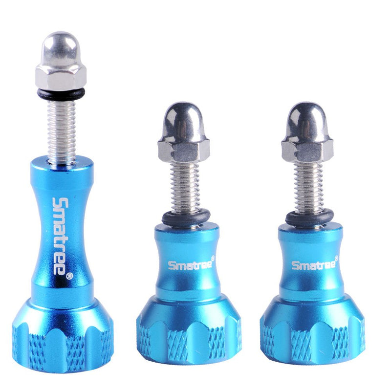 [AUSTRALIA] - Smatree Aluminum Thumbscrew/Thumb Knob Compatible for Gopro Session, Hero 7,6, 5, 4, 3, 3+, 2, 1/DJI OSMO Action Cameras (3PCS, 1 Long + 2 Short) -Blue 