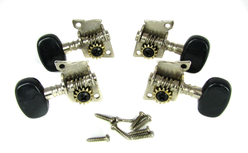 4pc. Black-Button Open Gear Tuners - 2L/2R