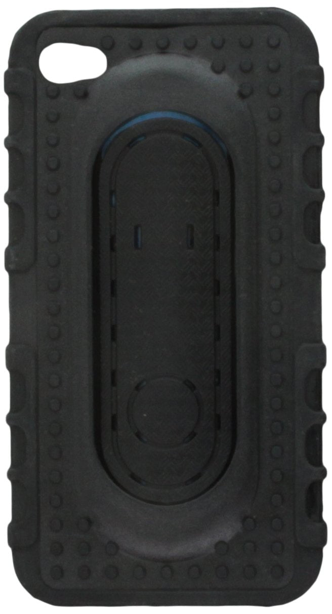 MyBat Stand Protector Cover for Apple iPhone 4S/4 - Retail Packaging - Black Massage Dots Snap Tail Standard Packaging