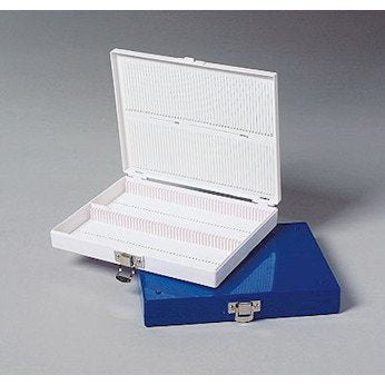 Heathrow Scientific HS15994M OR HEA1594M Polystyrene Slide Holder; Blue, Holds 100 Slides, 75 x 25 mm