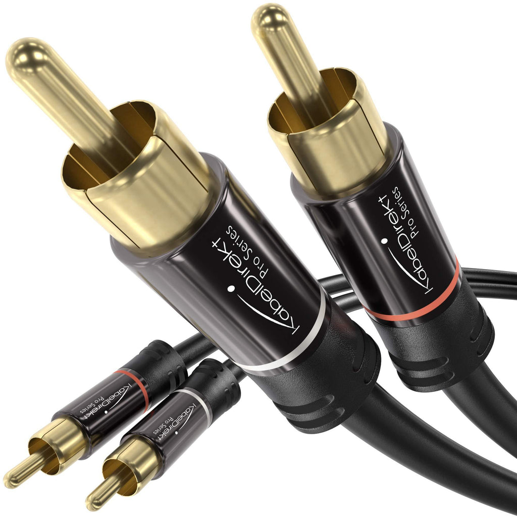 KabelDirekt – RCA Stereo Cable & Cord – 3 feet Short (Dual 2 x RCA Male to 2 x RCA Male Audio Cable, Digital & Analog, Double Shielded – Supports subwoofers, amplifiers, AV receivers, Hi-Fi, Black)