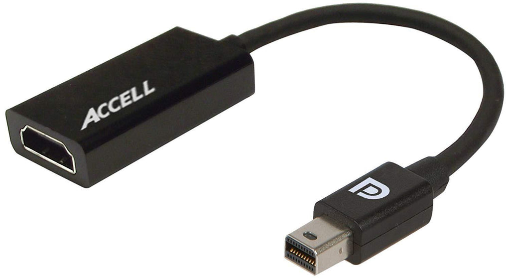 Accell mDP to HDMI Adapter - Mini DisplayPort 1.1 to HDMI 1.4 Active Adapter - AMD Eyefinity Certified, 4K UHD @30Hz, 1920X1080@120Hz - Polybag, Black, Model:B086B-008B-2